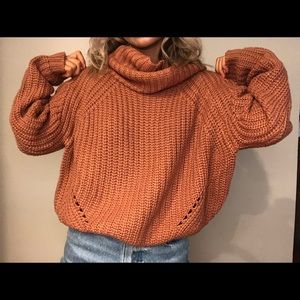 pink cow neck sweater